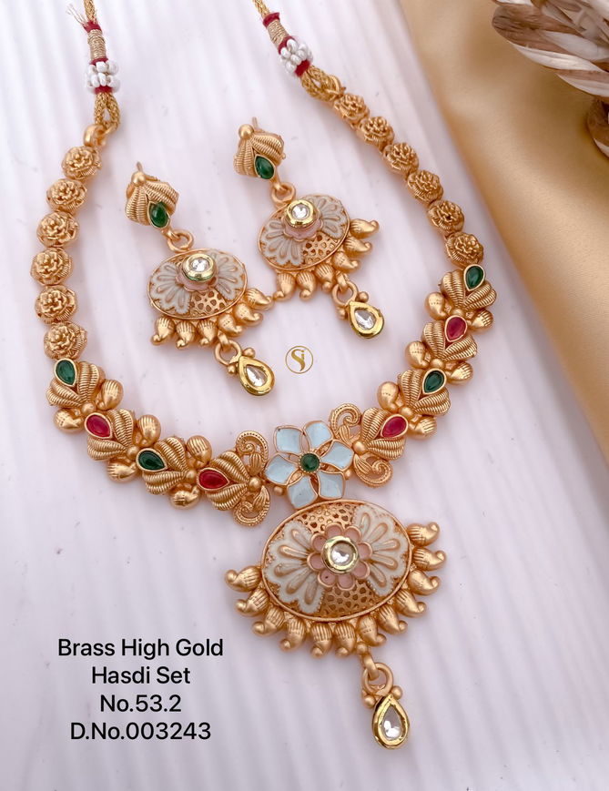 52 BH Matte Brass High Gold Hasadi Set Wholesale Shop In Surat
